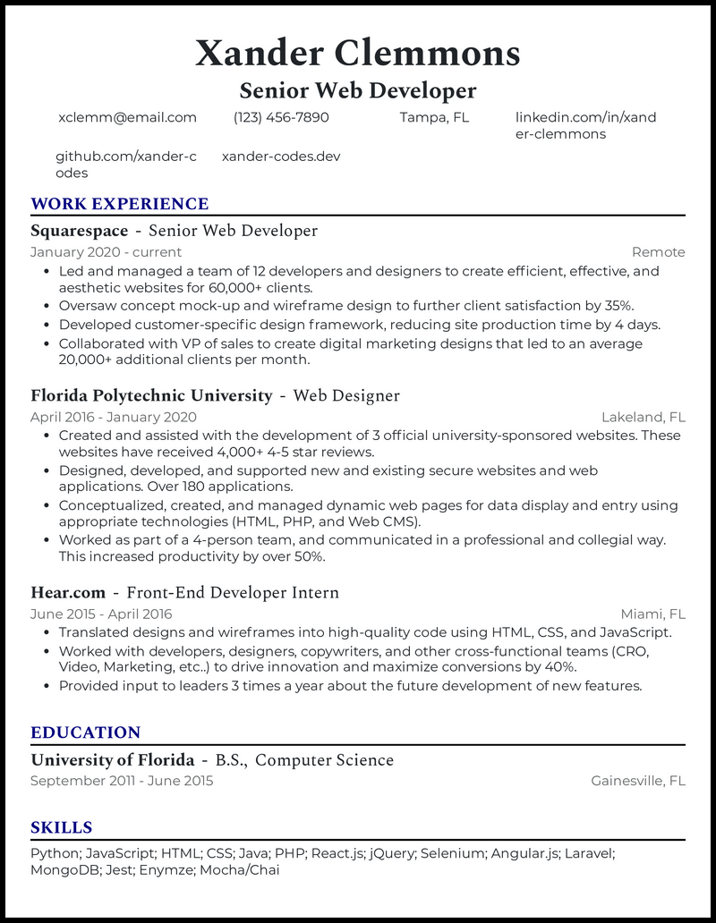15 Web Developer Resume Examples Built for 2024
