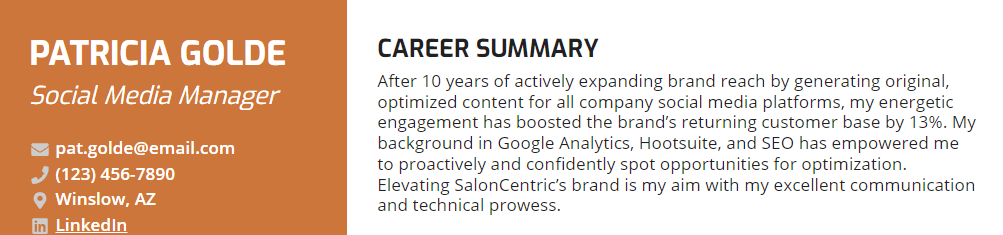 Social media manager resume summary