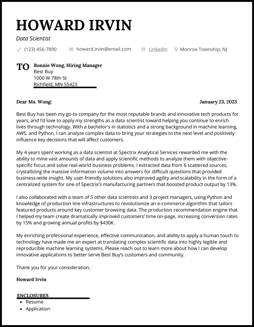 motivation letter for university data science