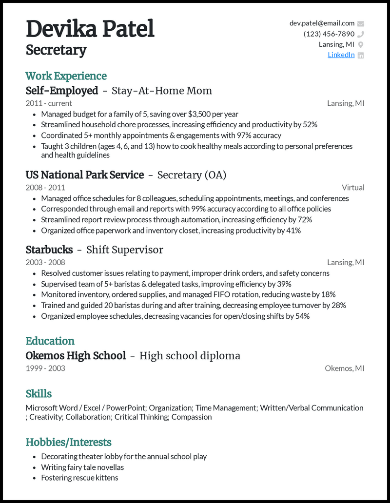 14 Stay At Home Mom Resume Examples That Worked In 2024 0454