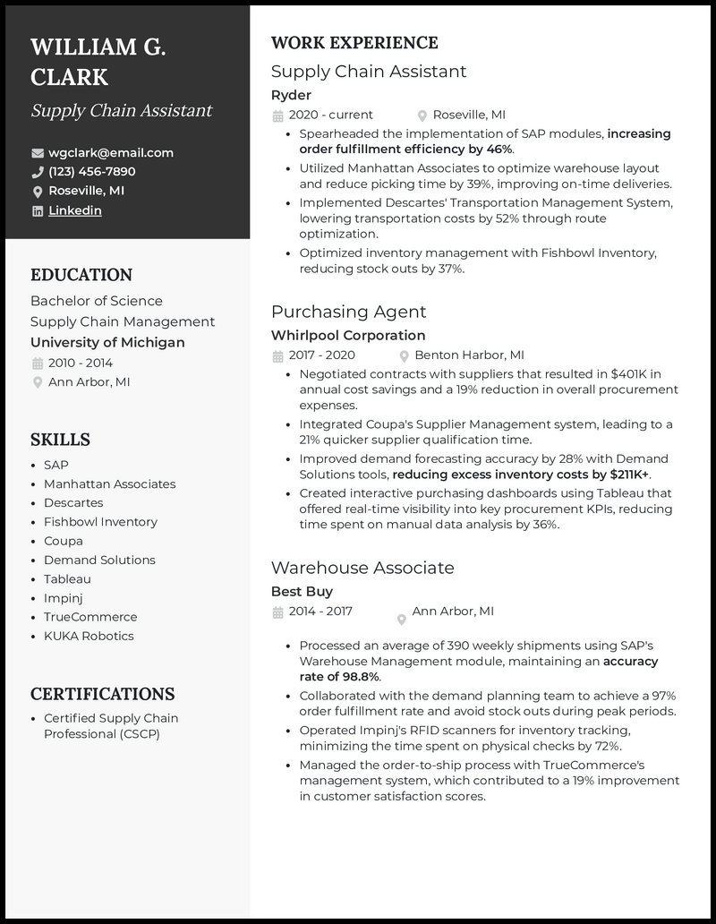 7 Supply Chain Resume Examples Designed for 2025