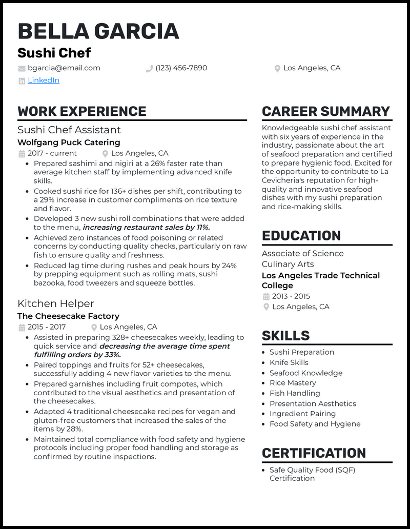 7 Chef Resume Examples to Get You Hired in 2024