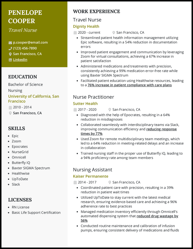 5 Travel Nurse Resume Examples For 2024