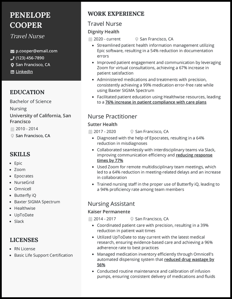 5 Travel Nurse Resume Examples For 2024