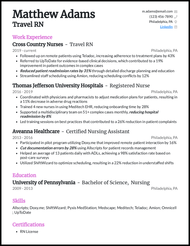 11 Registered Nurse RN Resume Examples For 2025 Travel Rn Orchid Resume Example