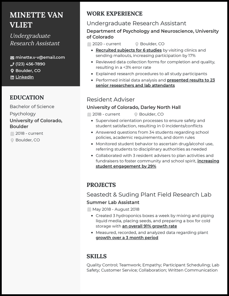 3 Undergraduate Research Resume Examples Built for 2023