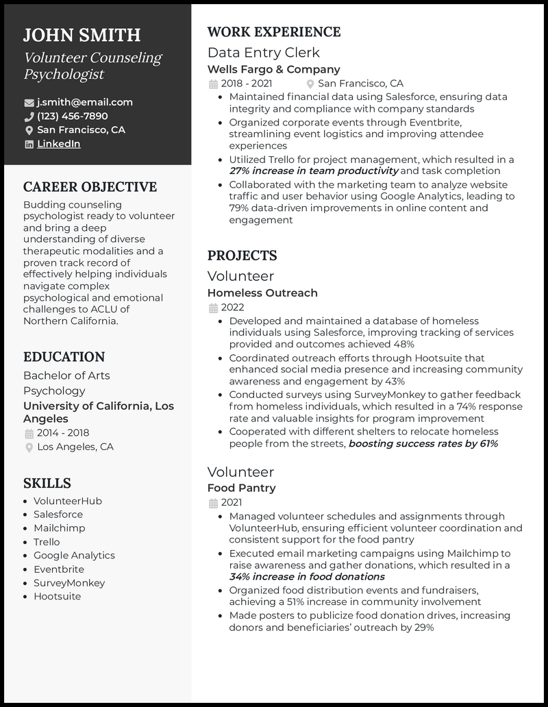 5 Volunteer Resume Examples That Got The Job In 2024   Volunteer Resume Example 