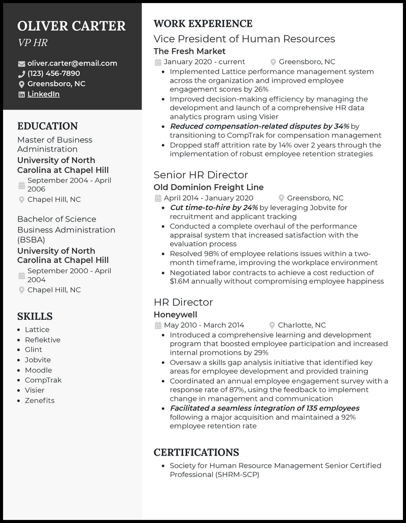 hr tasks for resume