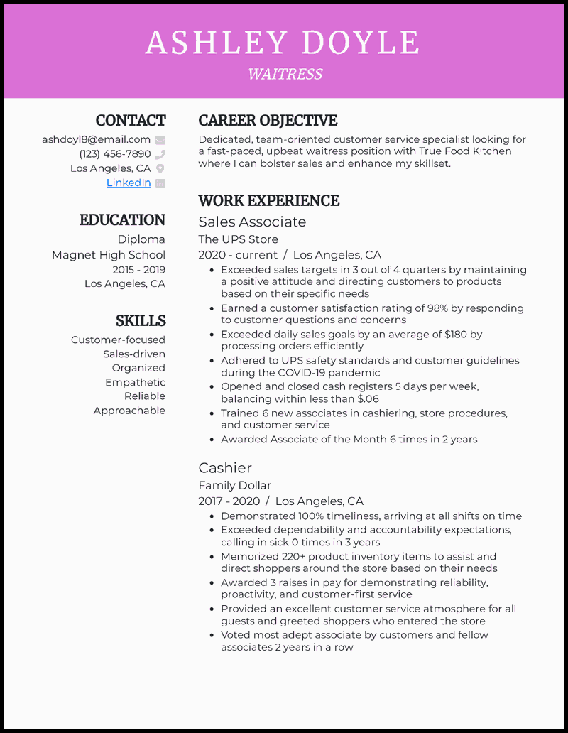 waitress jobs near me part time no experience